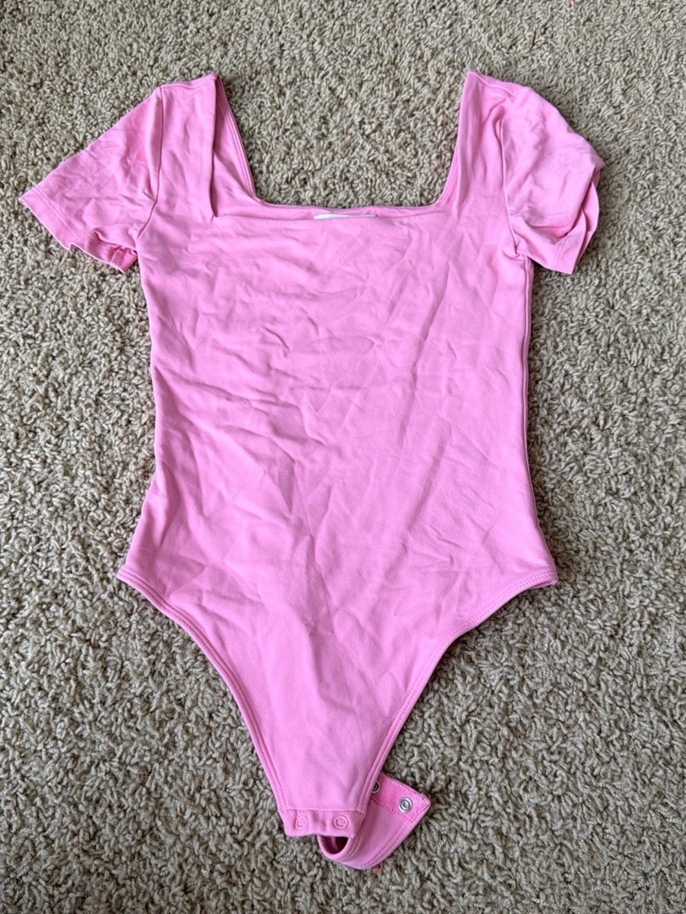 Babaton Baby Pink Short-Sleeve Square Neck Bodysuit